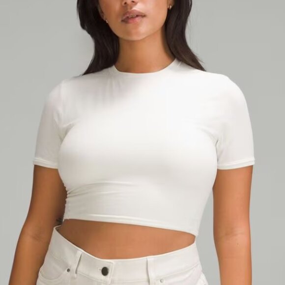 lululemon athletica Tops - Wundermost Ultra-Soft Nulu Crewneck Cropped T-Shirt (Bone)